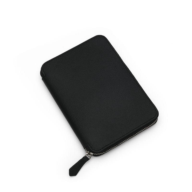 Funda para pasaporte de piel Epsom con cremallera Portapasaporte de cuero negro patrón Epsom de Gentcreate
