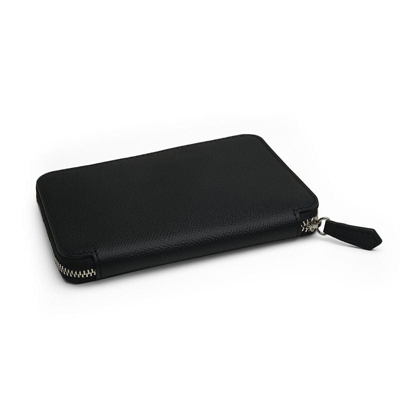 Funda para pasaporte de piel Epsom con cremallera Portapasaporte de cuero negro patrón Epsom de Gentcreate