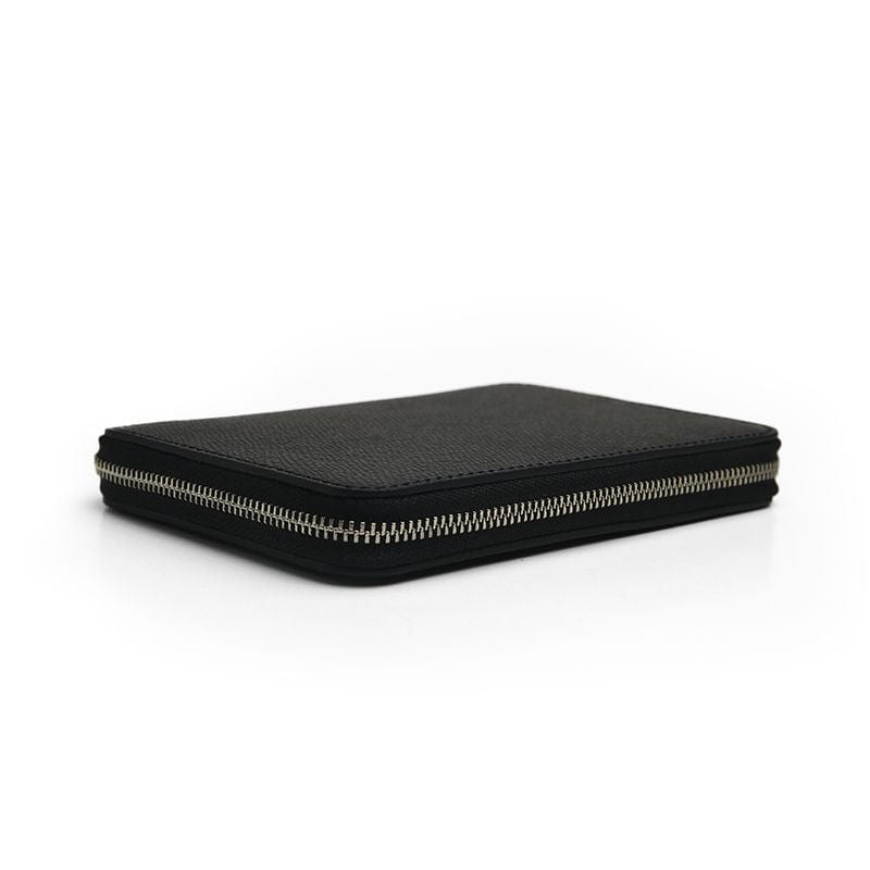 Funda para pasaporte de piel Epsom con cremallera Portapasaporte de cuero negro patrón Epsom de Gentcreate