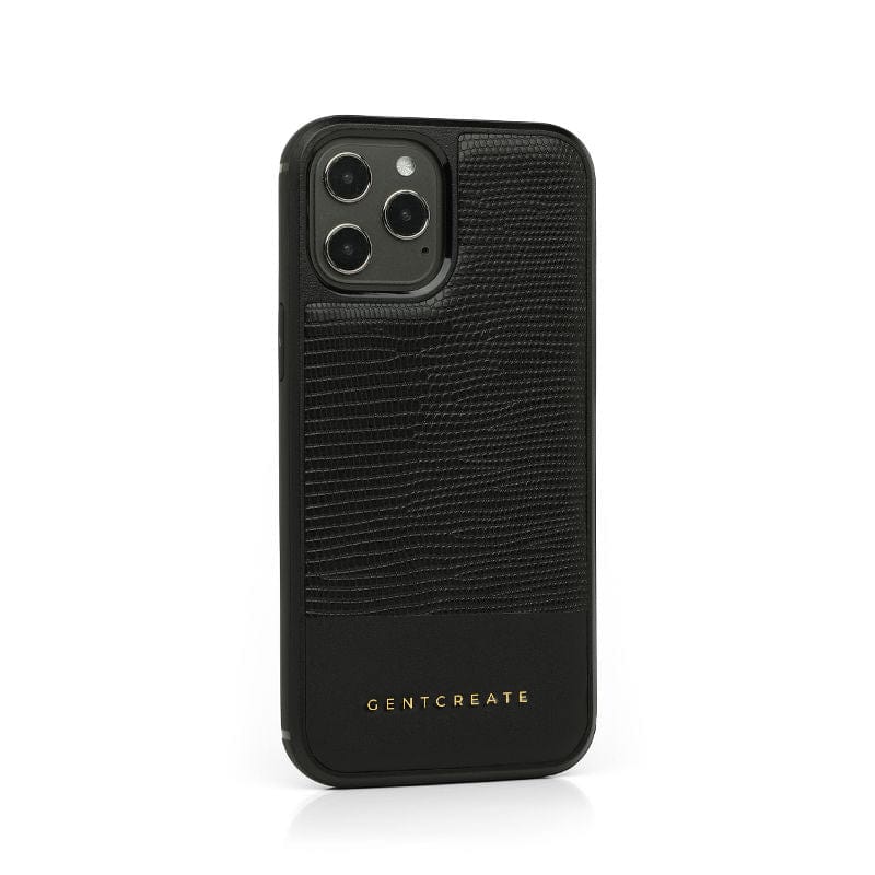 Leather iPhone Case Lizard Pattern Black Leather iPhone Case Lizard Pattern By Gentcreate.jpg