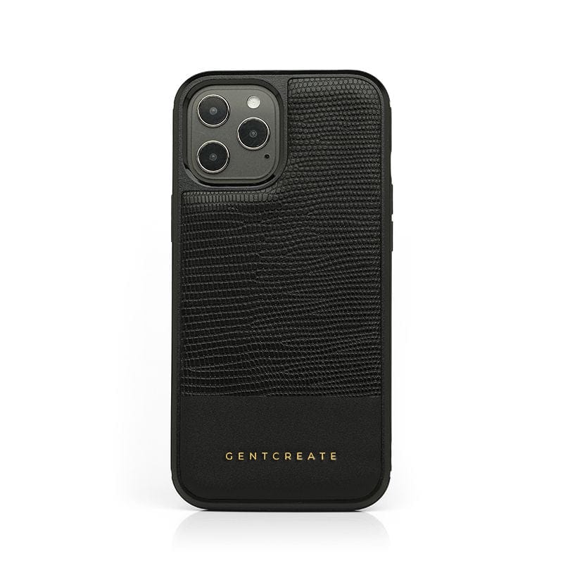 Leather iPhone Case Lizard Pattern Black Leather iPhone Case Lizard Pattern By Gentcreate.jpg