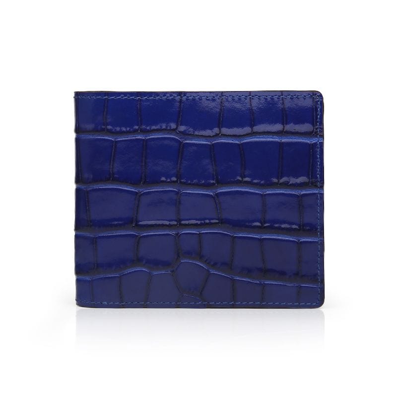 Bifold-Geldbörse aus glänzendem Leder | 8 Kartenfächer Blaue glänzende Leder-Bifold-Geldbörse von Gentcreate