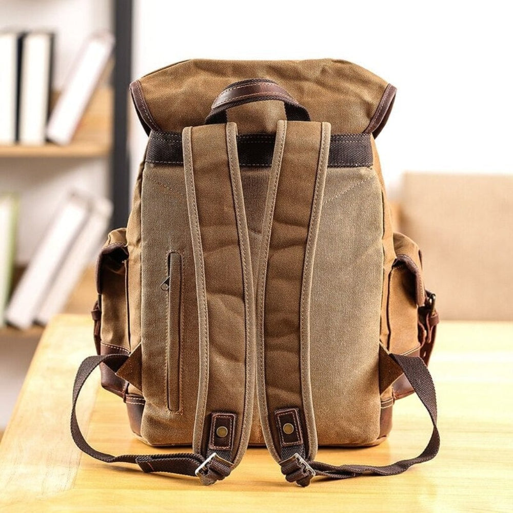 Waterproof Canvas Backpack Waterproof Leather Backpack in Brown Color - Gentcreate