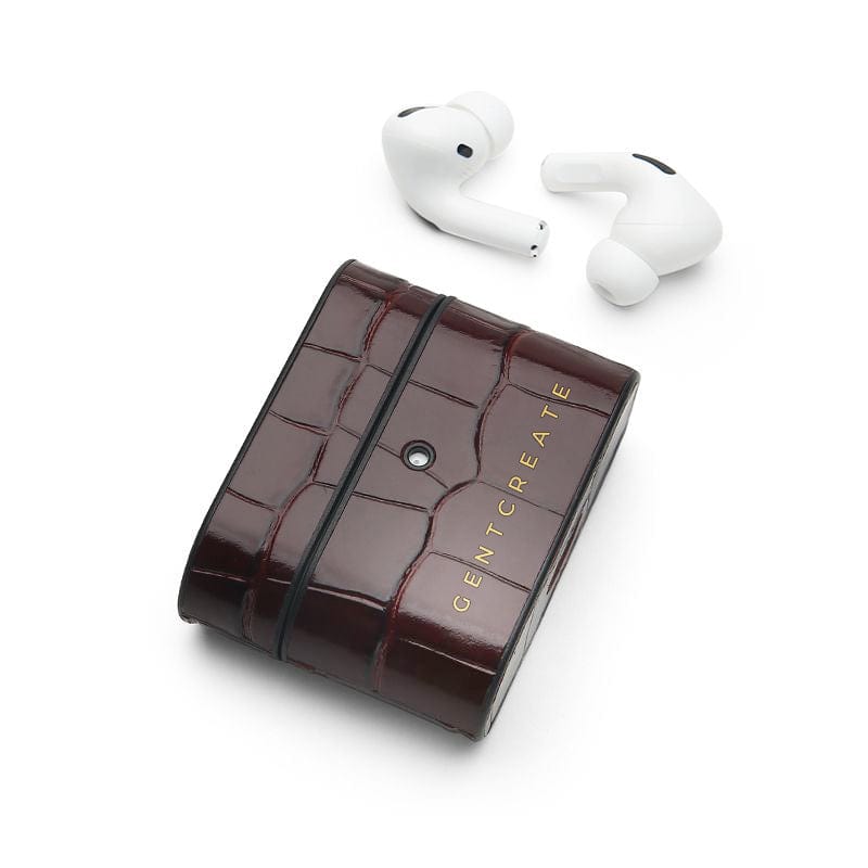 حافظة جلدية لسماعات Airpods Pro حافظة إيربودز برو بورغندية لامعة من جينت كريت