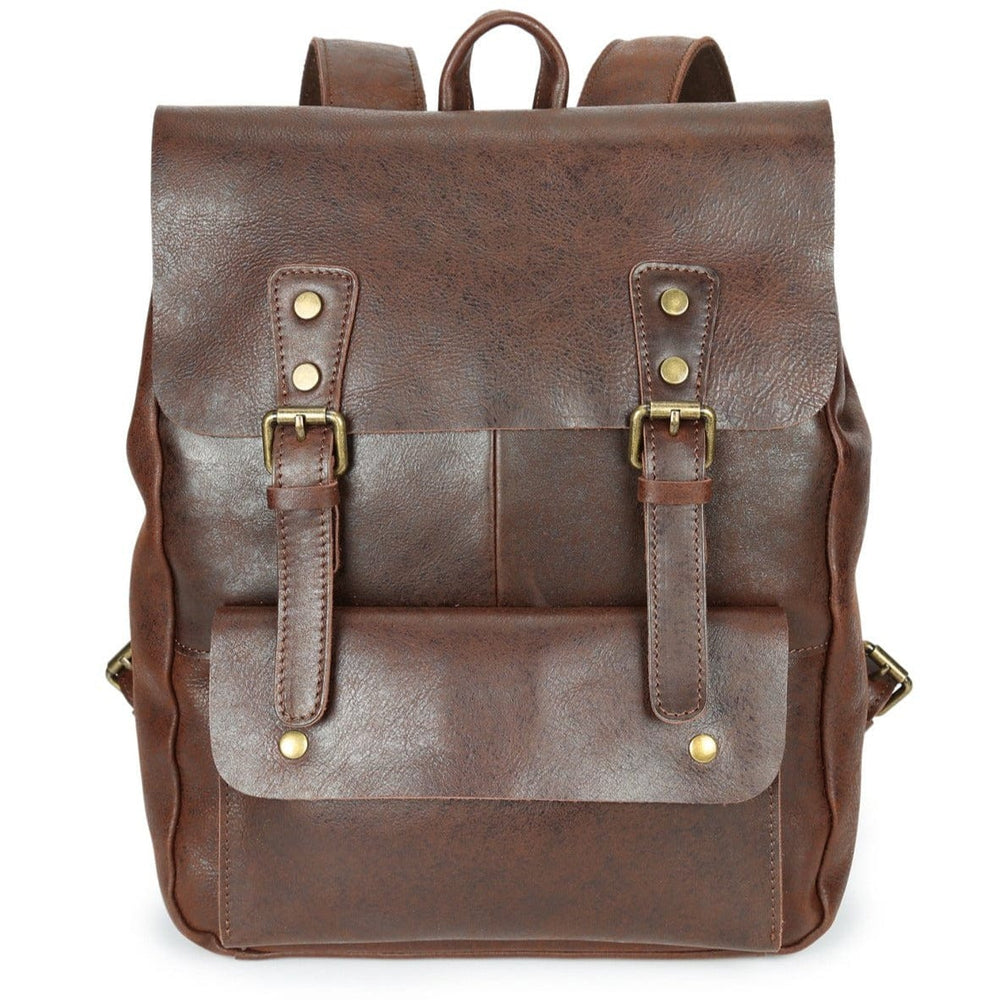 Mochila De Piel Pátina Lutum Mochila de Cuero Patina Marrón Oscuro Cognac Lutum - Cuero Acabado en Patente Gentcreate