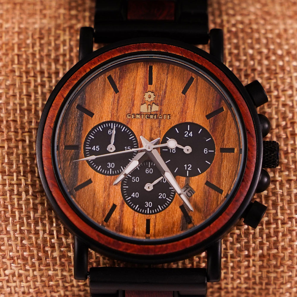 Montre en bambou et bois foncé Suaviter Montre en bois foncé en bambou "Suaviter"