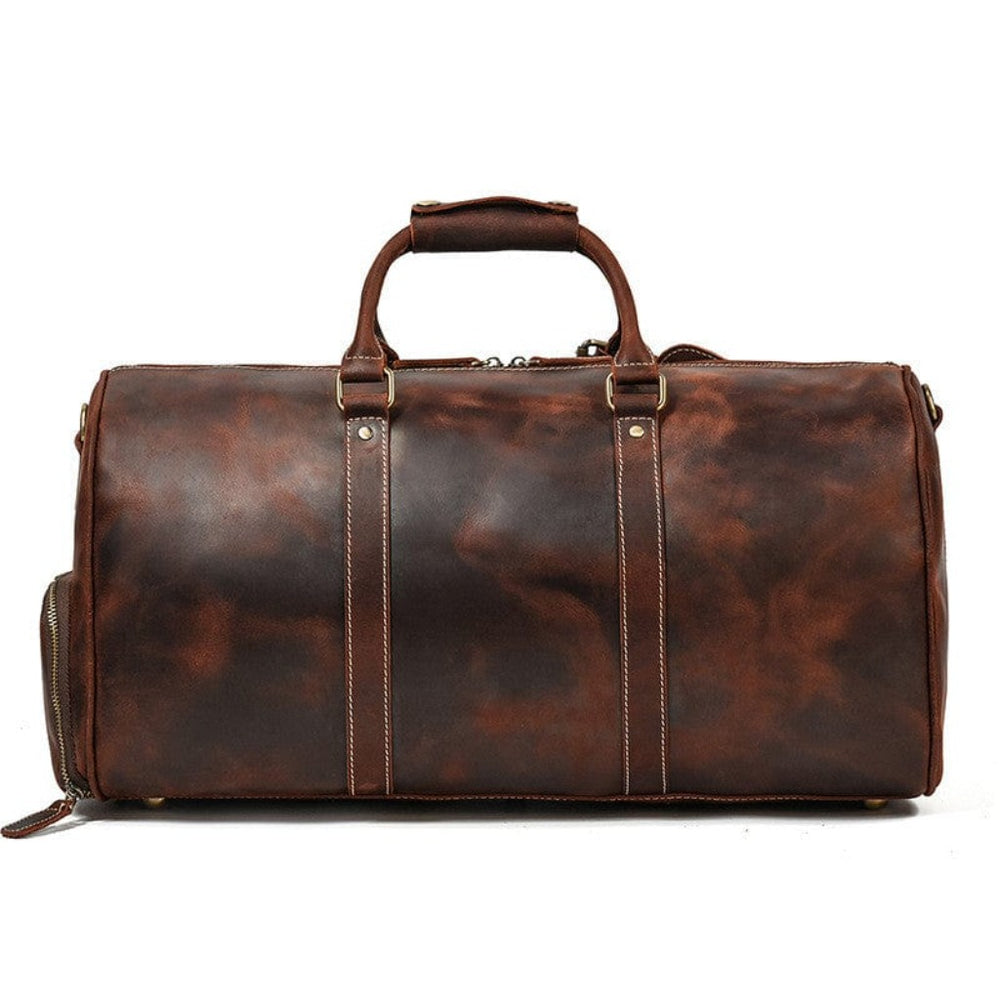 Crossbody-veske i brunt skinn Brun Lær Crossbody Bag "Pugna" - Gentcreate