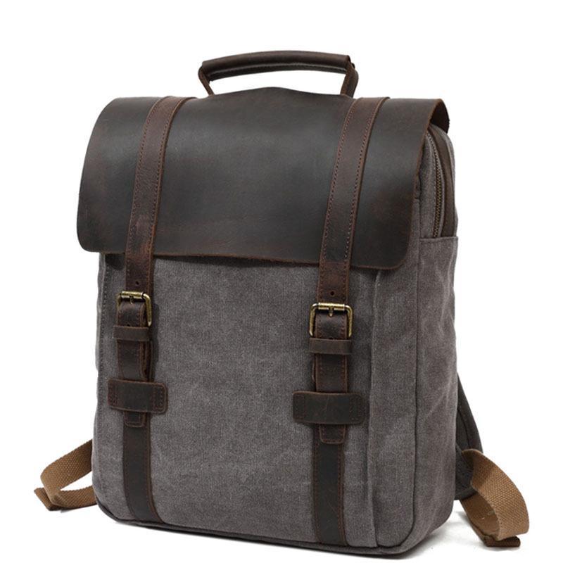 Waxed Canvas Backpack Urbs Vintage backpack  Grey - Gentcreate