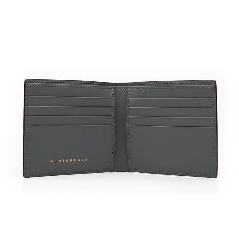 Bifold Geldbörse aus Vollnarbenleder Graue Leder-Bifold-Geldbörse Eidechsenmuster von Gentcreate