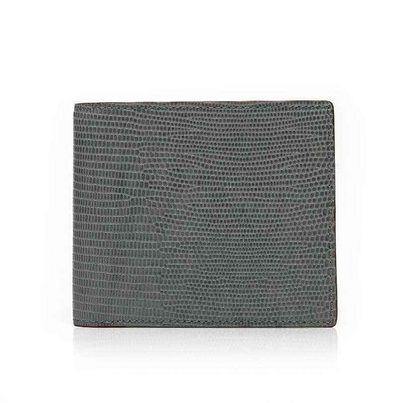 Bifold Geldbörse aus Vollnarbenleder Graue Leder-Bifold-Geldbörse Eidechsenmuster von Gentcreate