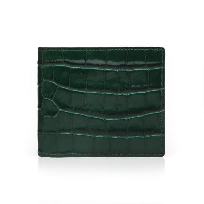 Bifold-Geldbörse aus glänzendem Leder | 8 Kartenfächer Grüne glänzende Leder-Bifold-Geldbörse von Gentcreate