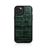 Custodia per iPhone in pelle lucida verde con motivo coccodrillo di Gentcreate