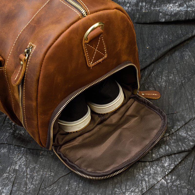 Crossbody-veske i brunt skinn Opes Brun lær crossbody veske med sko rom Gentcreate