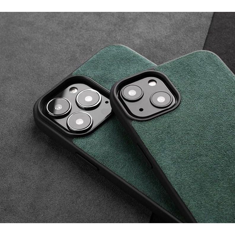 Alcantara Suede iPhone 14 Case Green Alcantara Suede iPhone 14 Case by Gentcreate