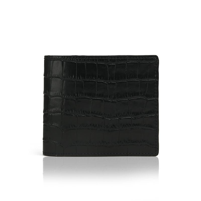 Cartera plegable de piel mate Cartera de cuero bifold negra mate Gentcreate