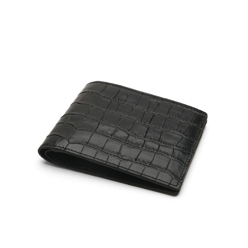 Cartera plegable de piel mate Cartera de cuero bifold negra mate Gentcreate