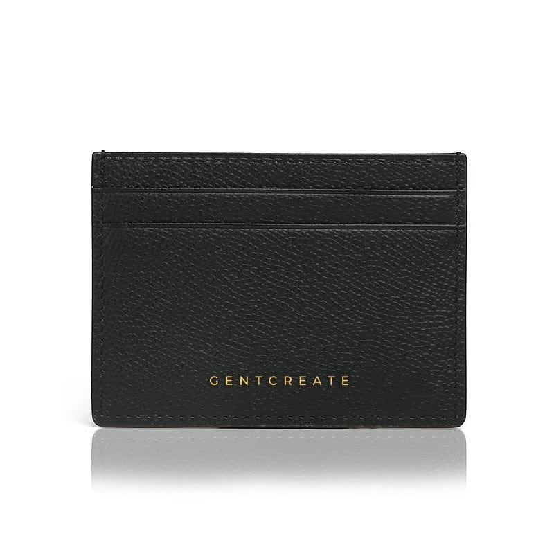 Kartenetui aus Leder mit Epsom Muster Lederkartenhalter Epsom-Muster schwarze Farbe von Gentcreate