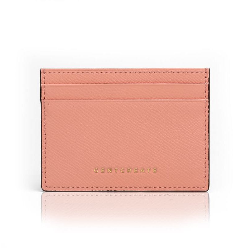 Kartenetui aus Leder mit Epsom Muster Lederkartenhalter Epsom-Muster rosa Farbe von Gentcreate