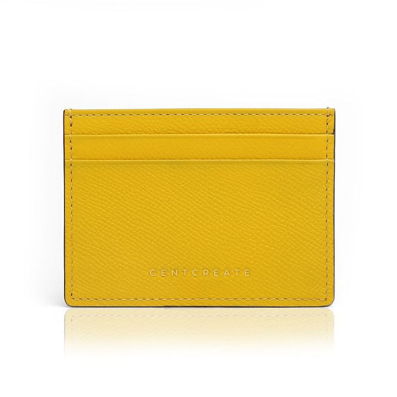 Kartenetui aus Leder mit Epsom Muster Lederkartenhalter Epsom-Muster gelbe Farbe von Gentcreate