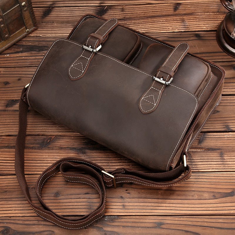 Crossbody-veske i brunt skinn Nuntius Brun Lær Crossbody Bag "Nuntius" - Gentcreate