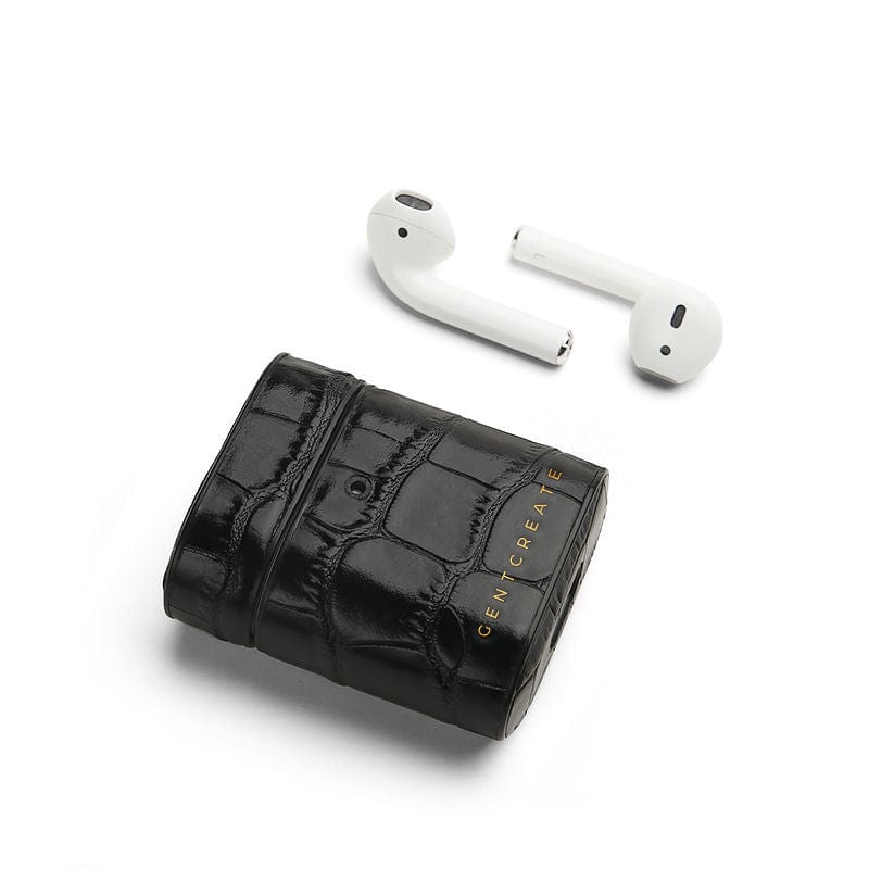 حافظة Airpods جلدية لامعة حافظة آيفون جلدية حمراء بنمط سحلية من جينت كريت