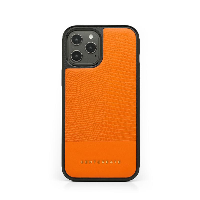 Leather iPhone Case Lizard Pattern Orange Leather iPhone Case Lizard Pattern By Gentcreate.jpg