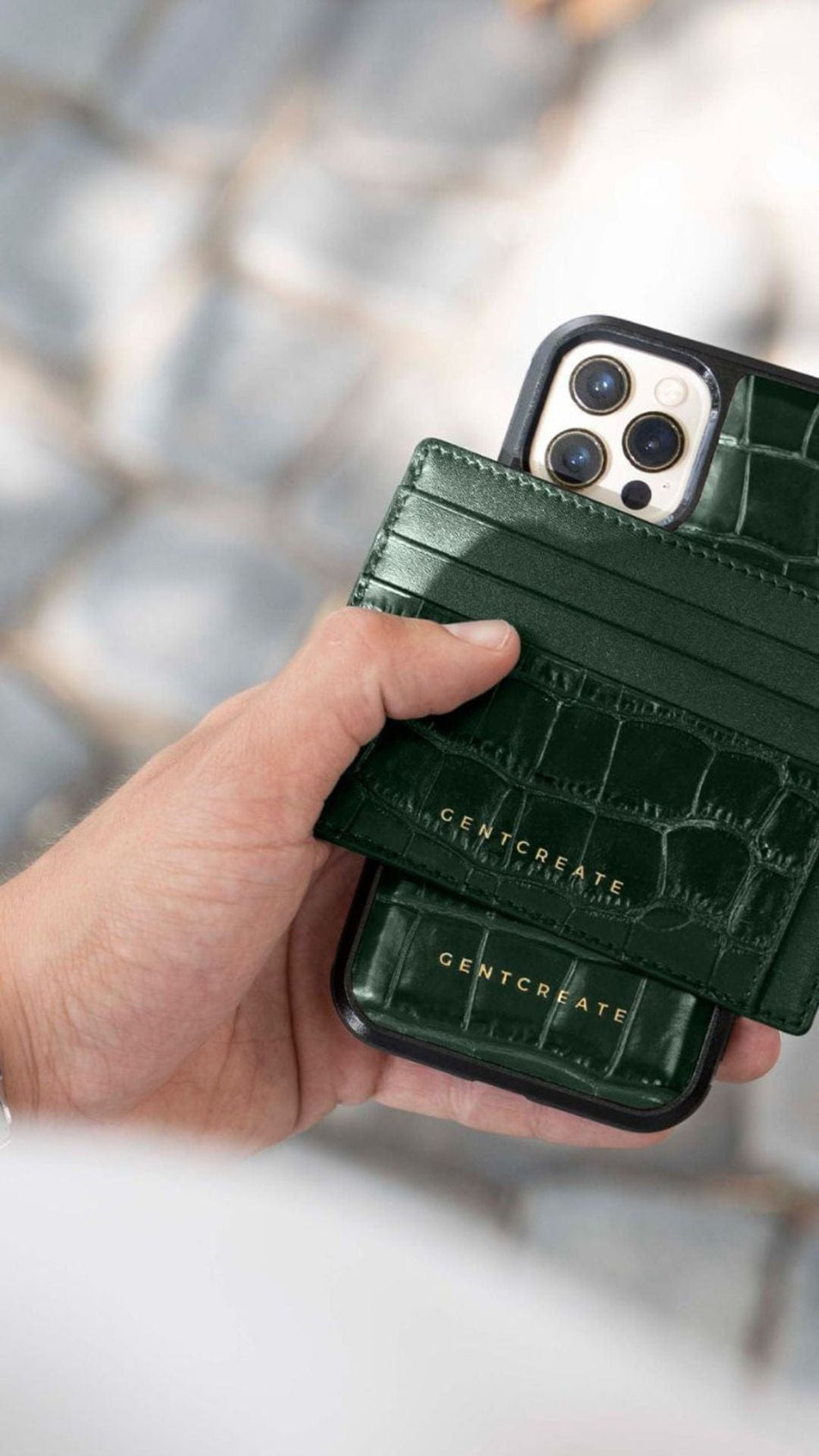 Kartenetui aus mattem Leder iPhone 14 Pro und Leder Kartenhalter