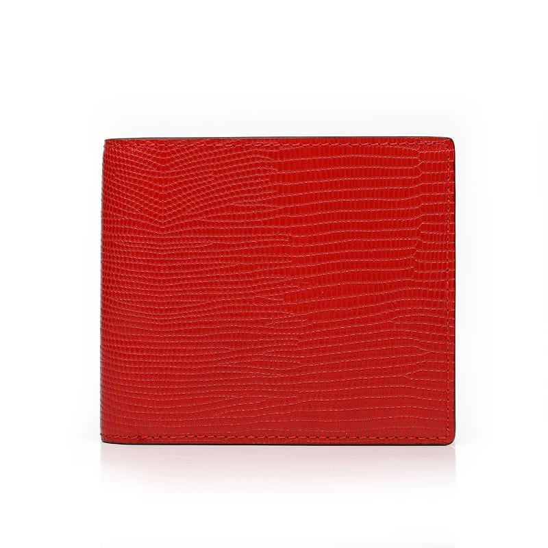 Bifold Geldbörse aus Vollnarbenleder Rote Leder-Bifold-Geldbörse Eidechsenmuster von Gentcreate