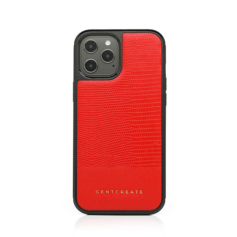 Leather iPhone Case Lizard Pattern Red Leather iPhone Case Lizard Pattern By Gentcreate.jpg