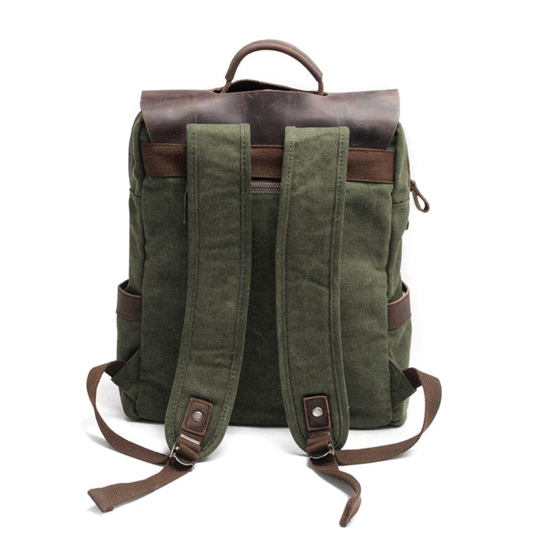 Vintage Canvas Backpack "OG" Army Green Color From The Behind-Gentcreate