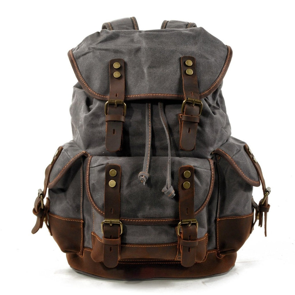 Waterproof Canvas Backpack Waterproof Leather Backpack in Gray - Gentcreate