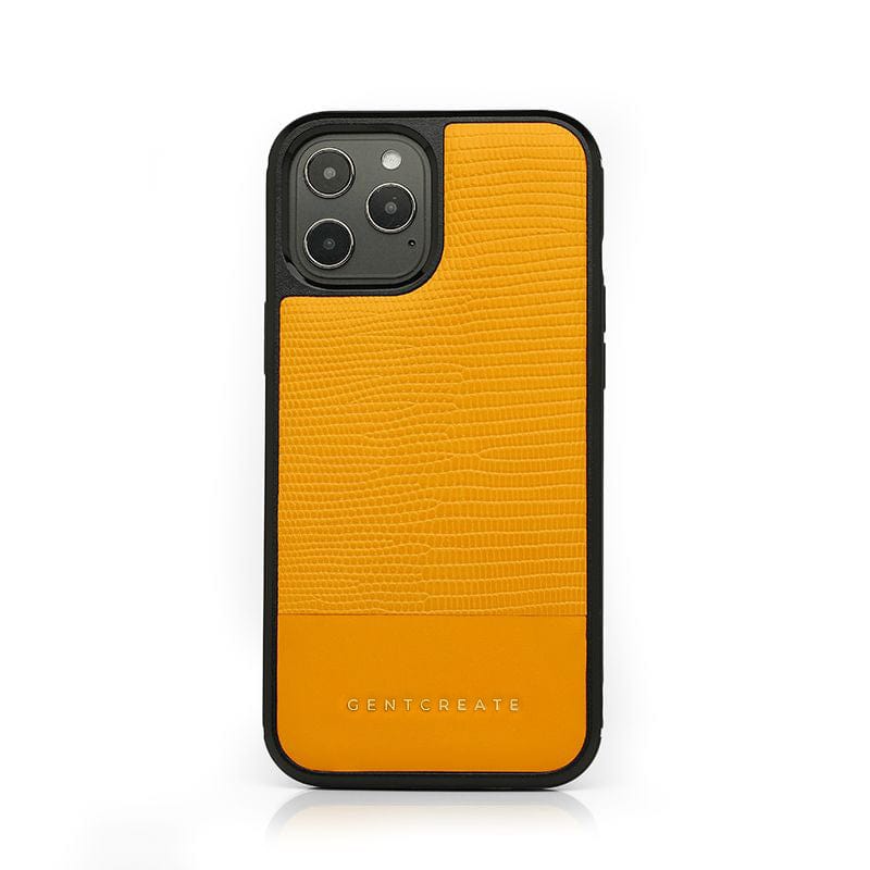 Leather iPhone Case Lizard Pattern Yellow Leather iPhone Case Lizard Pattern By Gentcreate.jpg