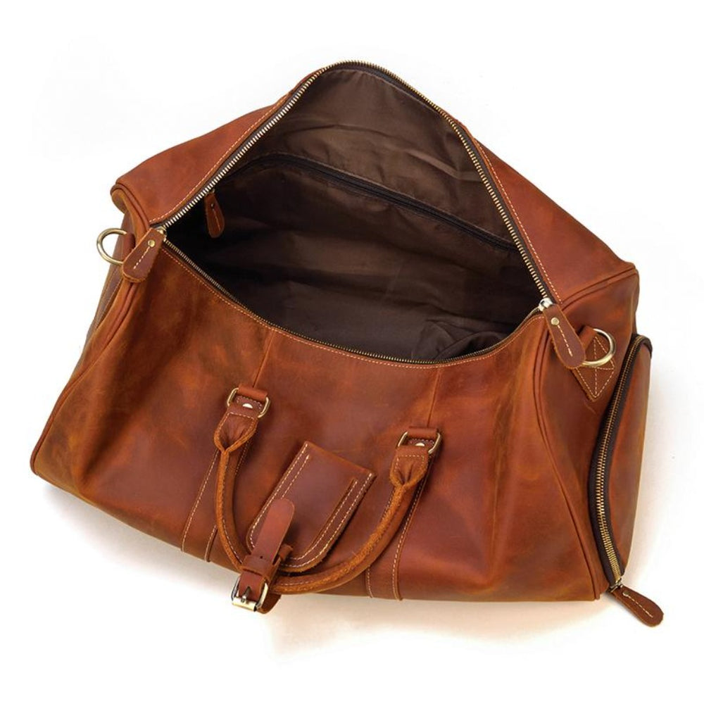 Crossbody-veske i brunt skinn Brun Lær Crossbody Bag "Pugna" - Gentcreate