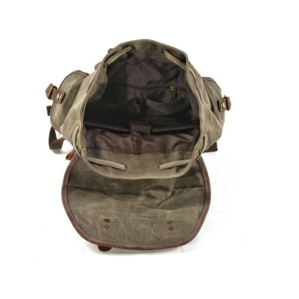 Waterproof Canvas Backpack Waterproof Leather Backpack interior view - Gentcreate