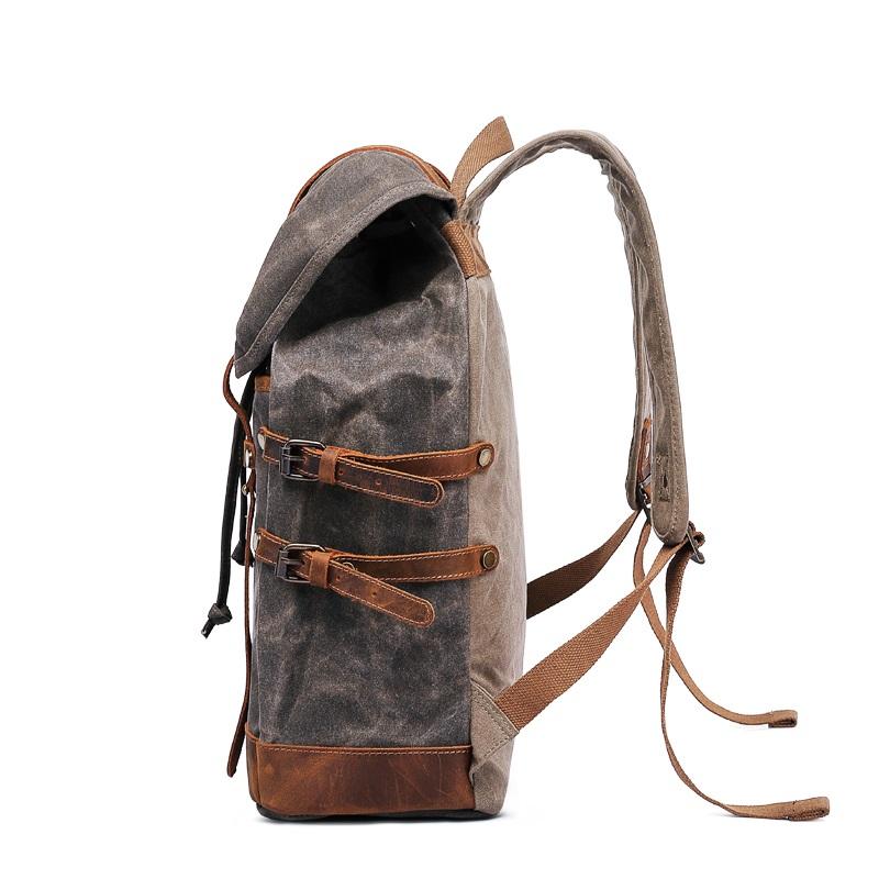 Retro Backpack Esme Retro Backpack "Esme" Gray Color From Side  - Gentcreate
