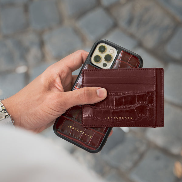 Handmade Leather Card Holder - The Franklin Burgundy