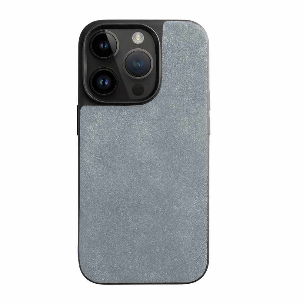 Gray Alcantara Fabric iPhone 15 Case By Luxury Fashion Brand Gentcreate