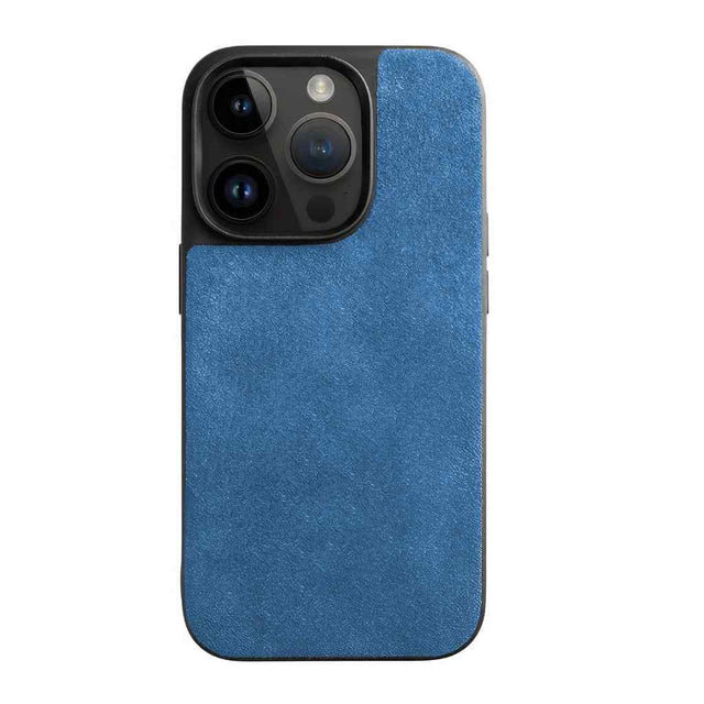 Funda de Alcantara azul cielo para iPhone 15
