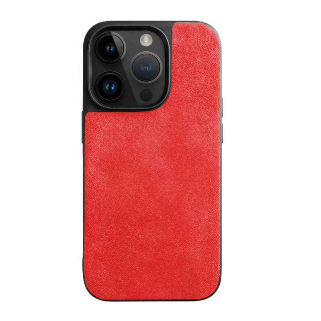 Funda de Alcantara roja de lujo para iPhone 15 de la marca de lujo Gentcreate
