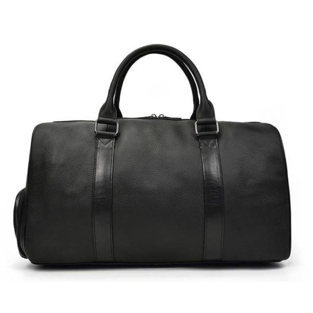 Black Duffle Leather Bag By Luxury Fashion Brand Gentcreate