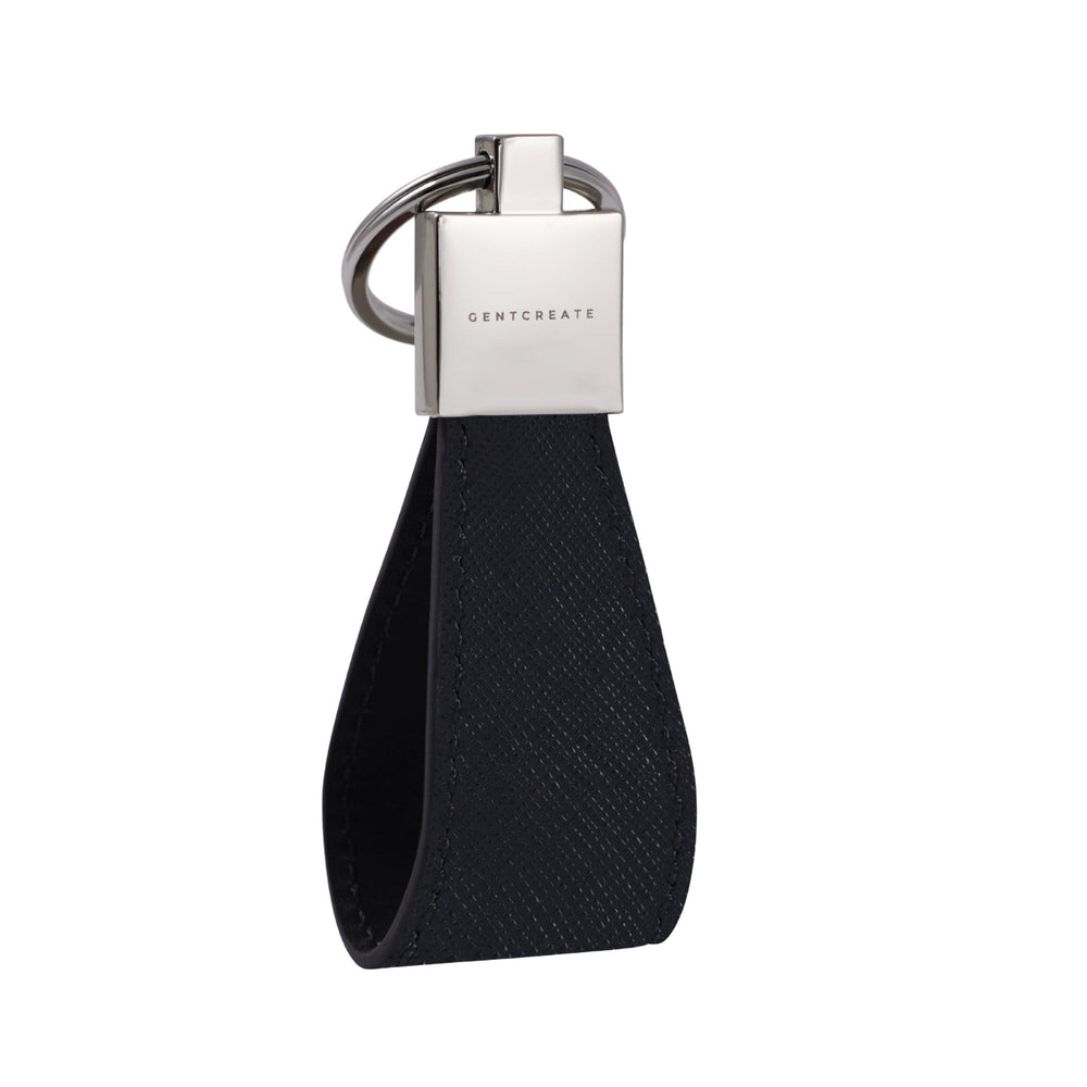 Black Saffiano Leather Keychain