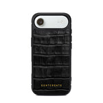 Black iPhone 17 Air textured phone case with 'GENTCREATE' branding on a white background
