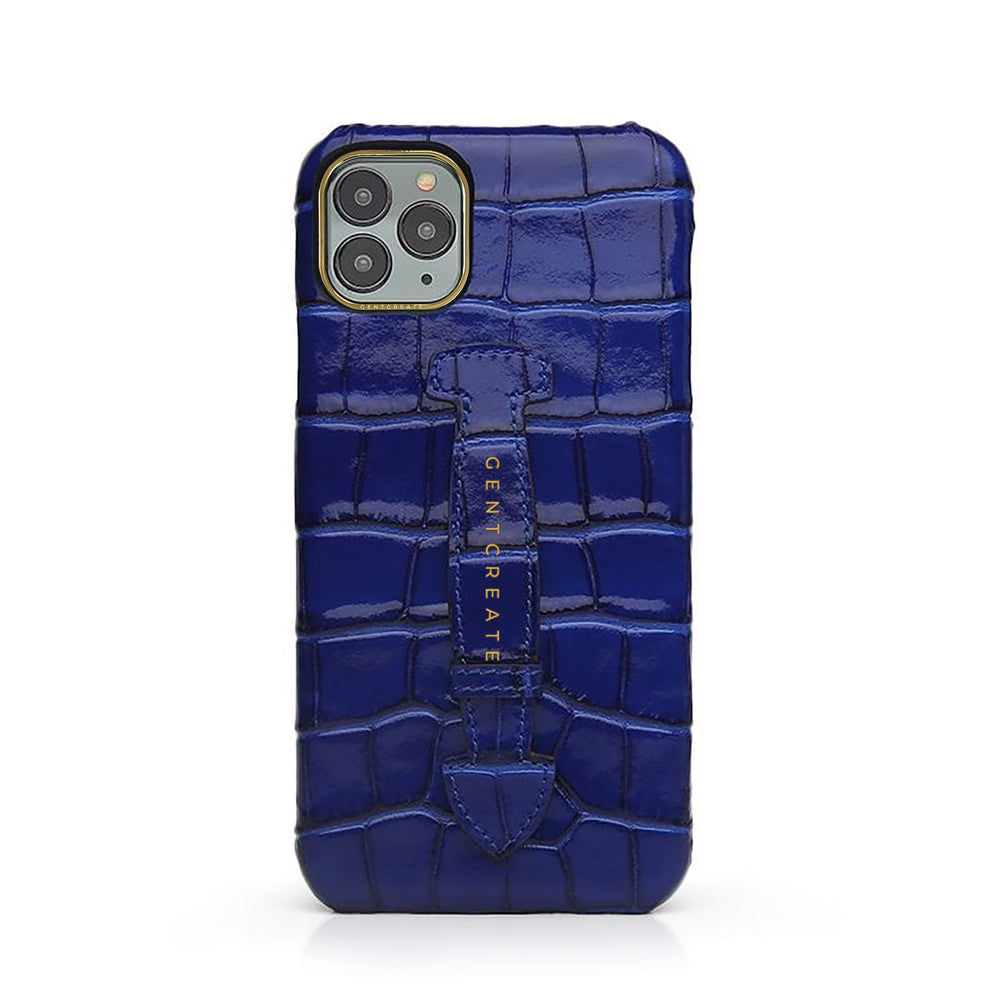 Funda para iPhone de piel brillante con correa