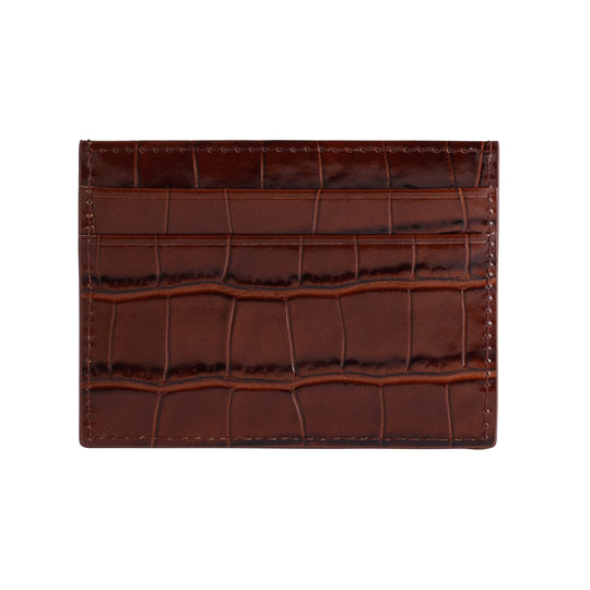 Back side of the brown crocodile handmade cardholder by Gentcreate.