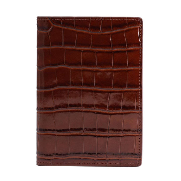 Brown Crocodile Leather Passport Holder By Gentcreate