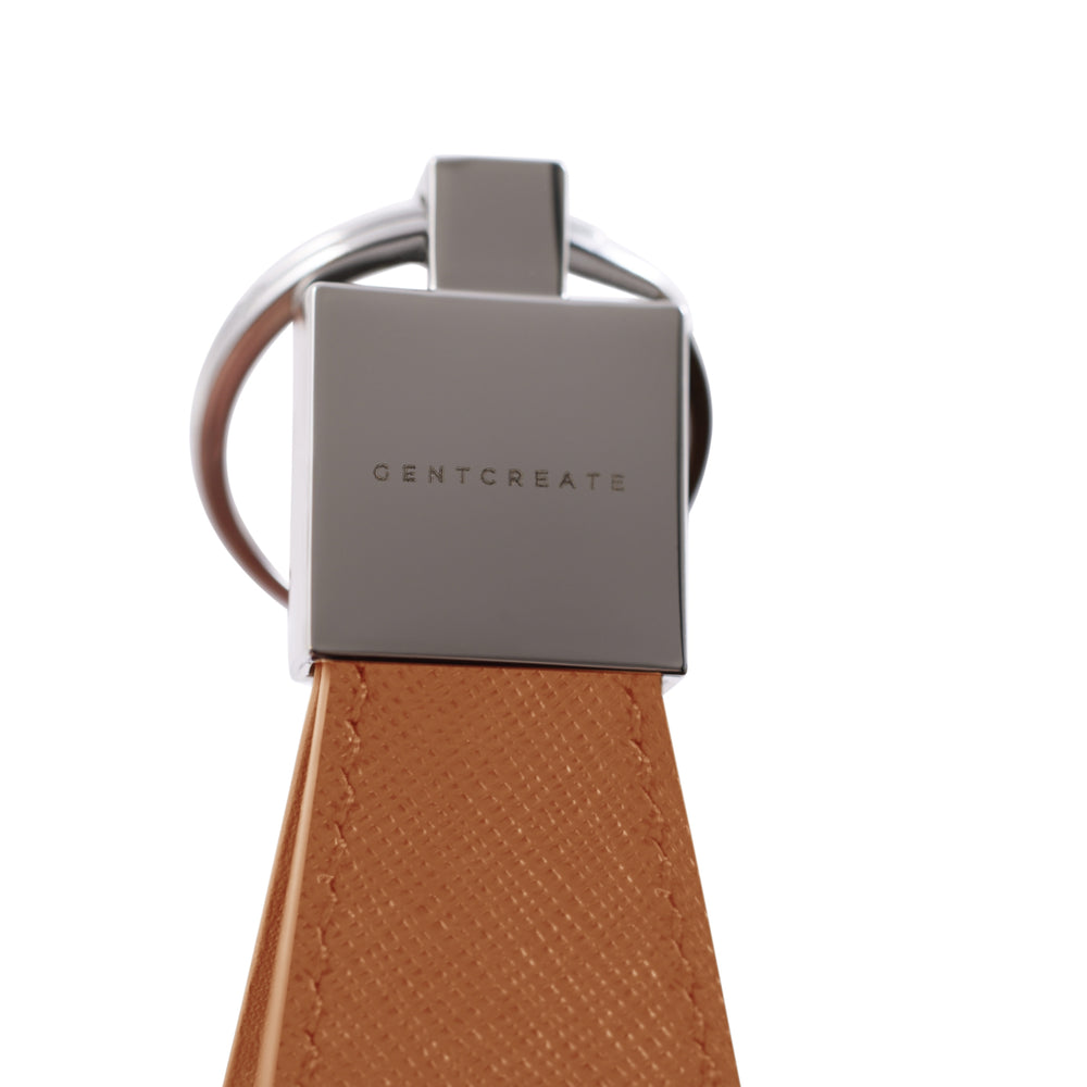 Brown Saffiano Leather Keychain