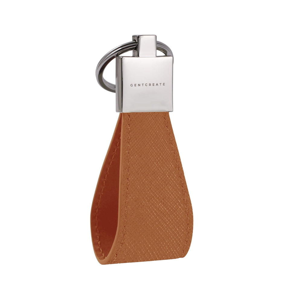 Brown Saffiano Leather Keychain By Gentcreate