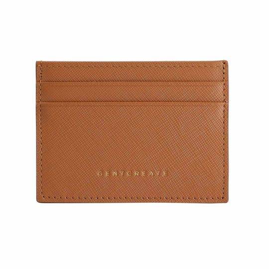 Brown Leather Saffiano Cardholder by the Luxury Fashion Brand Gentcreate.