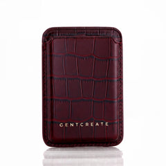 MagSafe Cardholder Burgundy crocodile leather by GENTCREATE