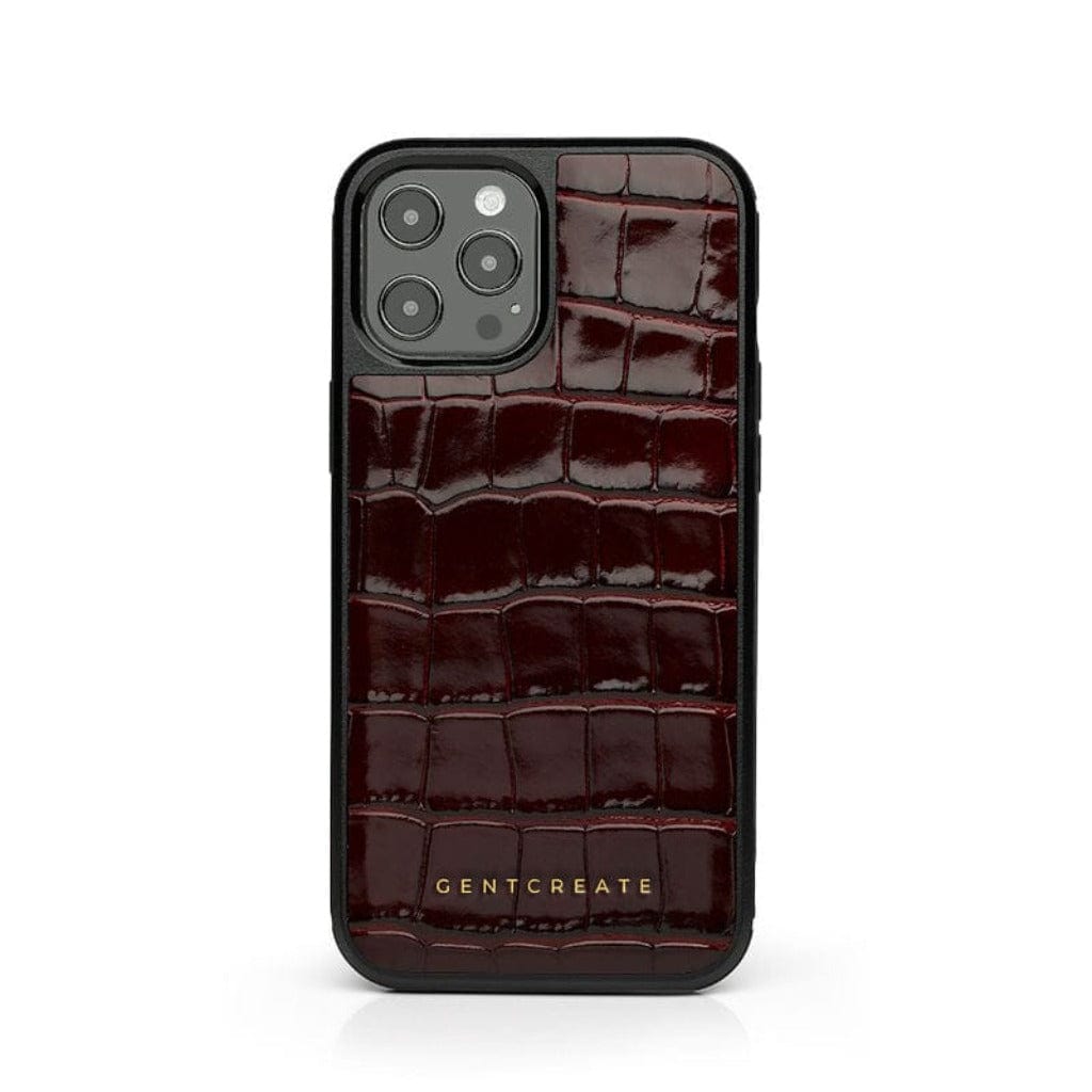 iPhone 12 Mini / Glossy Magenta Leather iPhone Case | Croco Glossy by Gentcreate